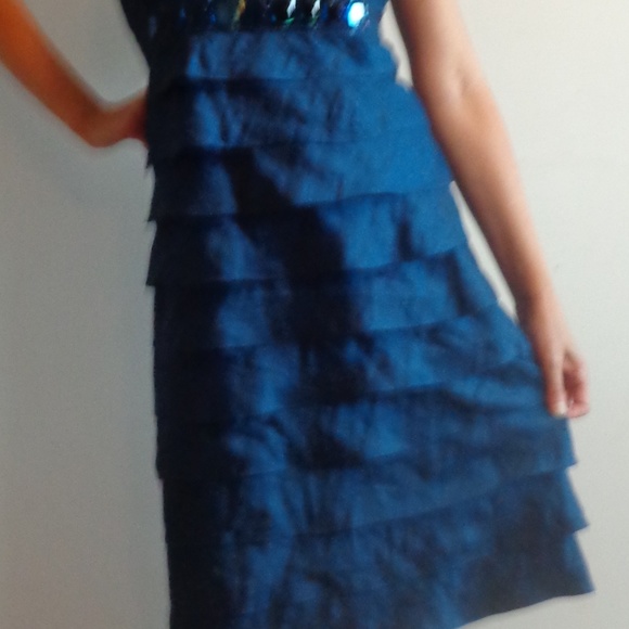 Adrianna papell dress beading sequins accent ruffle special occasional - Picture 8 of 17